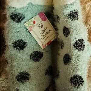 Cozy Critter Fuzzy Socks with Black Polka Dots